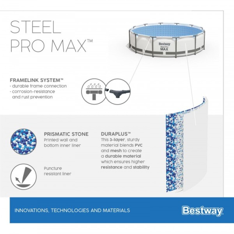 Karkasa baseins Bestway Steel Pro Max Set 457x122 cm, ar filtra sūkni un aksesuāriem (56438)