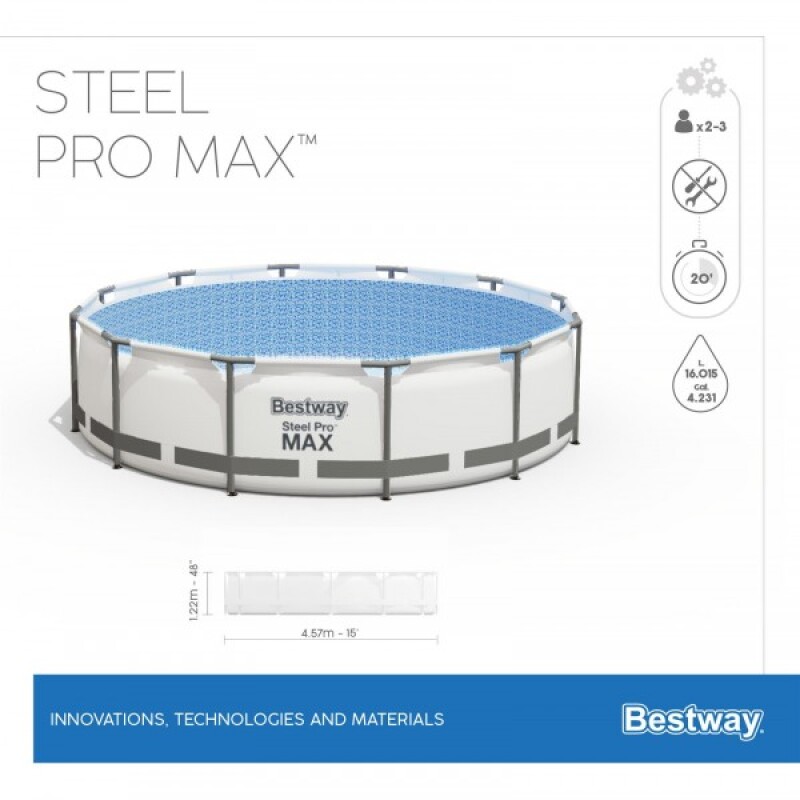 Karkasinis baseinas Bestway Steel Pro Max Set 457x122 cm, su filtruojančiu siurbliu ir priedais (56438)