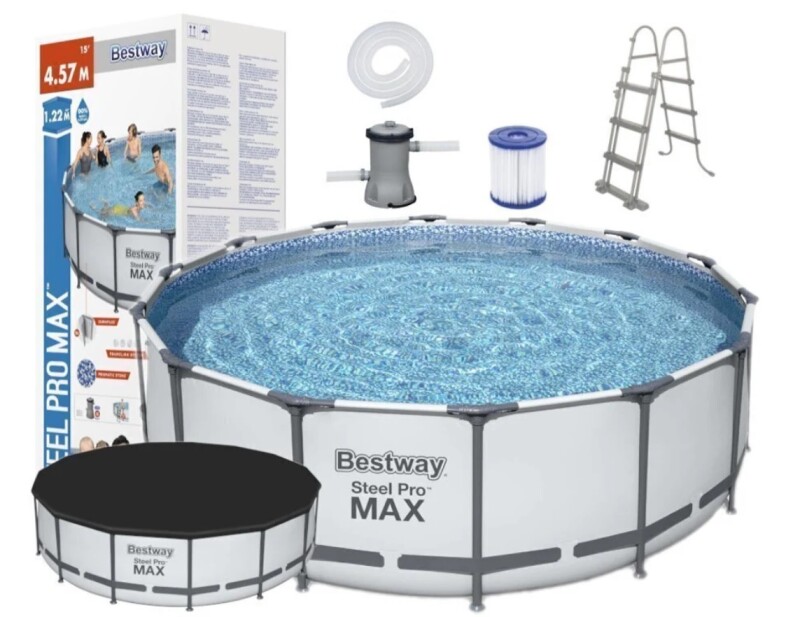 Frame pool Bestway Steel Pro Max Set 457x122 cm, with filter pump and accessories (56438)