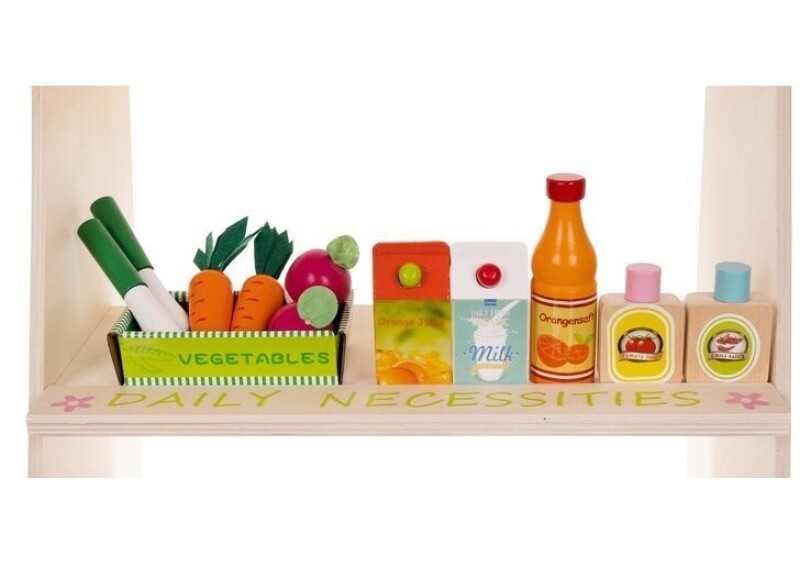 Vaikų medinė parduotuvė su maisto produktais