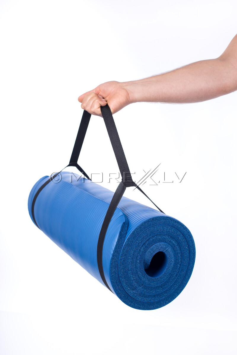Gimnastikos yoga fitness pilates kilimėlis 179х60х1,5 cm, mėlynas