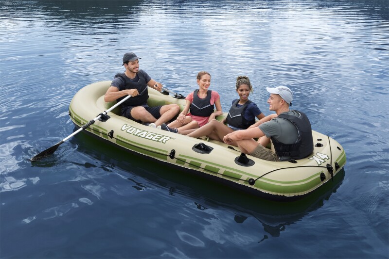 4-vietė pripučiama valtis kietu dugnu Bestway Voyager X4 Raft, 350x145x49 cm, 65156