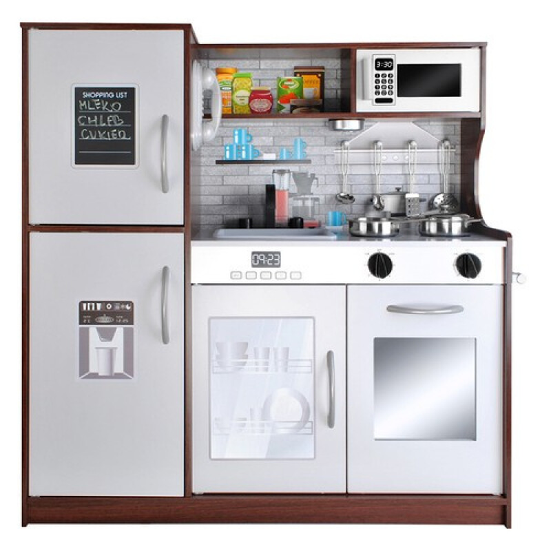 Wooden Toy Kitchen with Dishes, 80x80.5x24cm