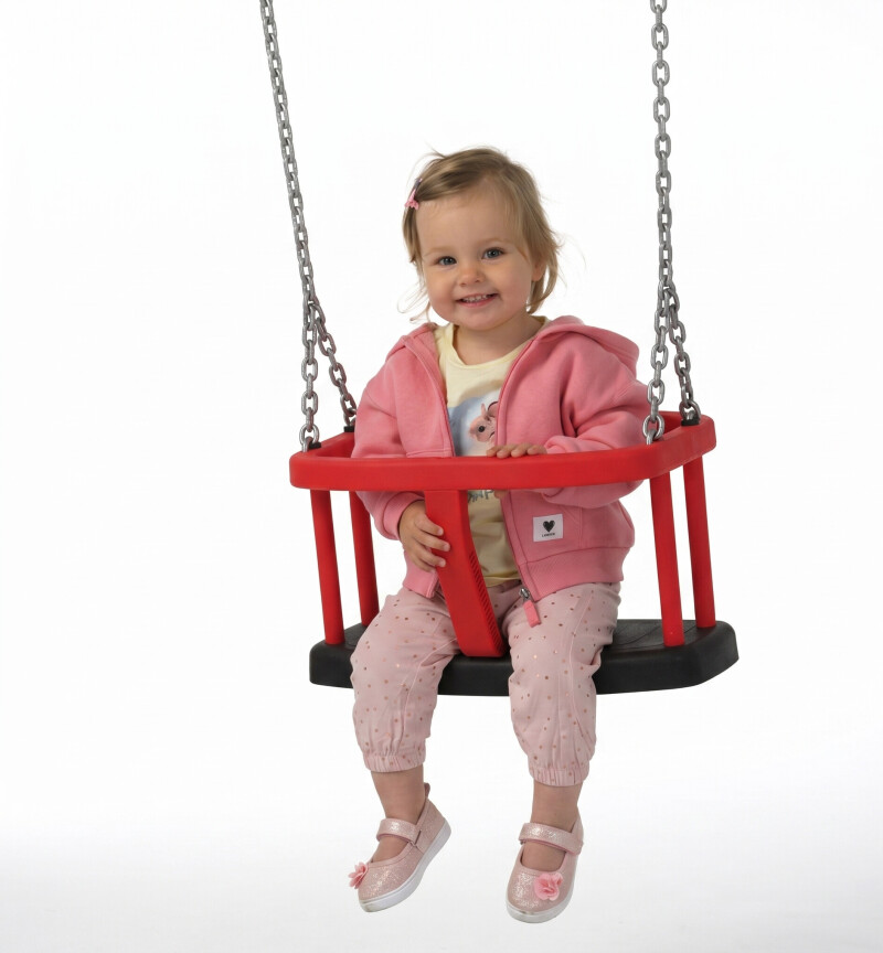 Guminės supynės su apsauga КВТ, 1,8 m grandinės, raudona-juodos
