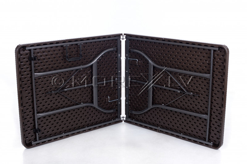 Folding table with a rattan design 183x76 cm + 2 Folding Bench