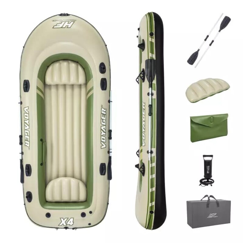 4-vietė pripučiama valtis kietu dugnu Bestway Voyager X4 Raft, 350x145x49 cm, 65156
