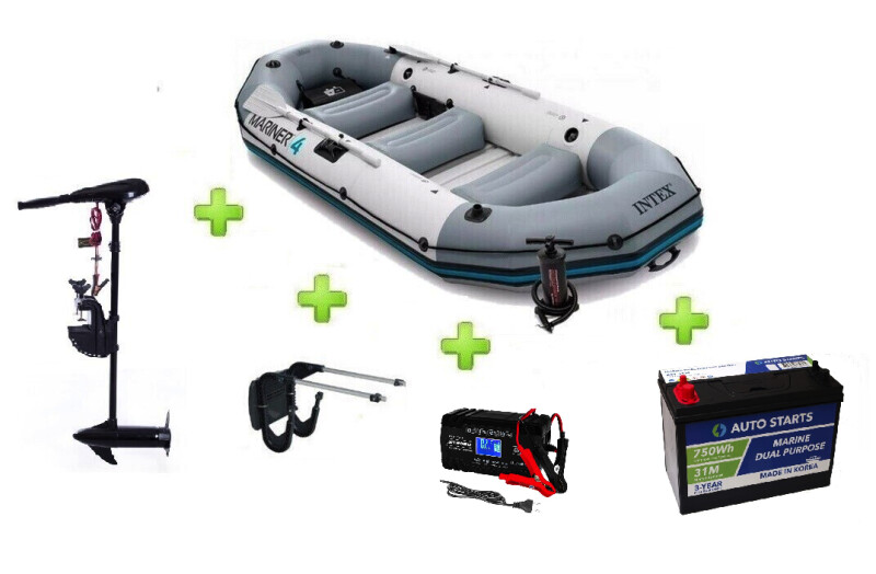 Intex MARINER 4 FULL SET c Neraus NRS 55X + аккумулятор + Marine Dual Purpose Battery 110Ah