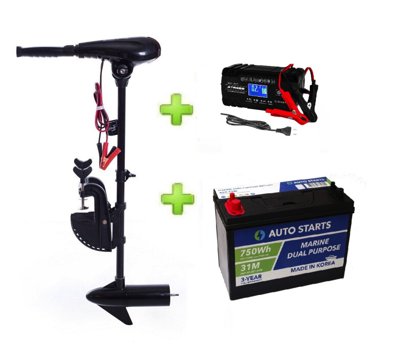NERAUS NRS 36X + аккумулятор Marine Dual Purpose Battery 110Ah + XTROBB зарядное устройство 8A/4A