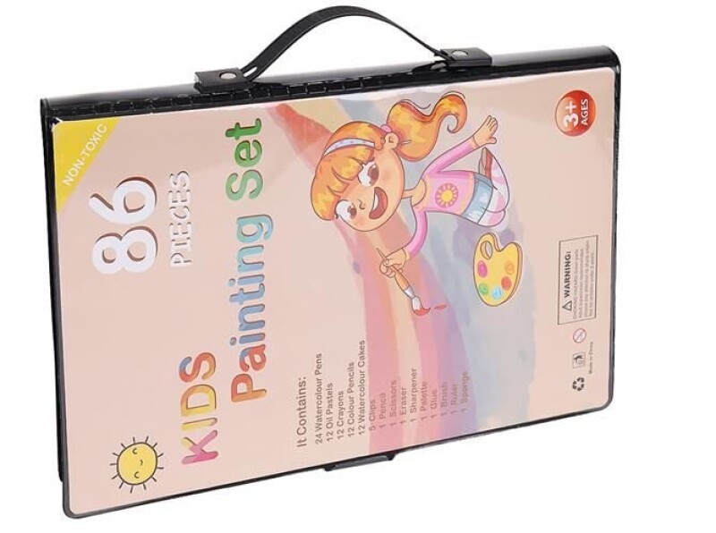 Piešimo ir tapybos rinkinys, 86 vnt. + lagaminėlis