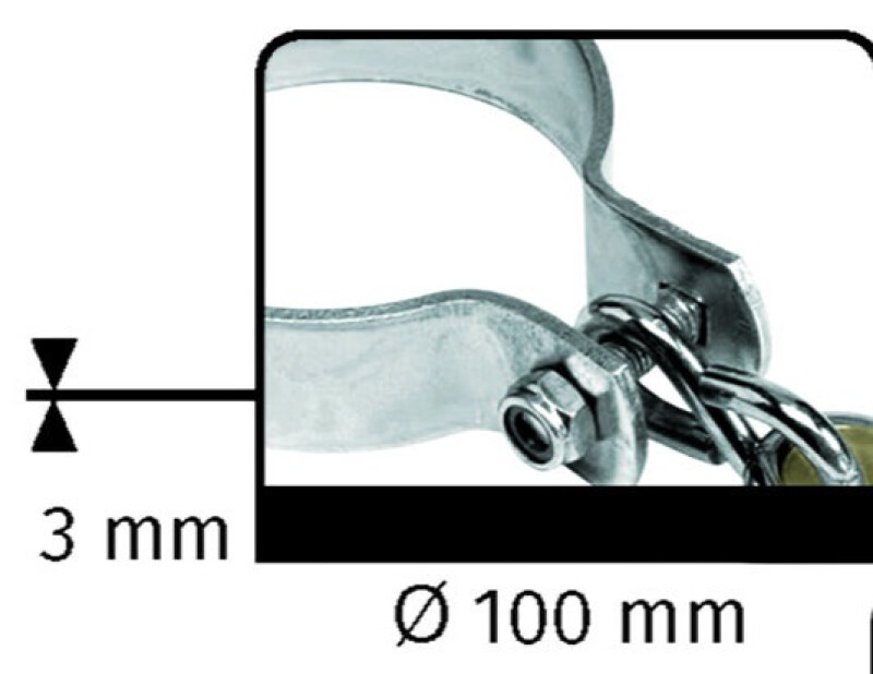Tvirtinimo elementas su karabinu, apvali apkaba Ø120 mm