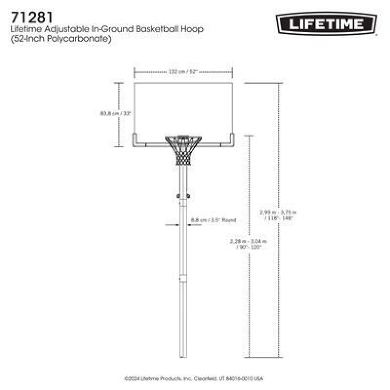 LIFETIME 71281 Reguliuojamas krepšinio žiedas (2.28 - 3.05m)(Power Lift!)