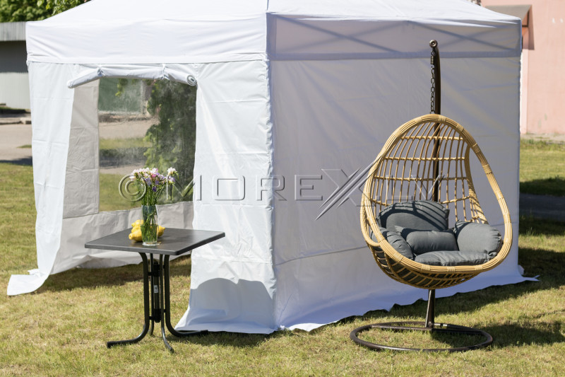 Pop Up sulankstoma palapinė 2.92x2.92 m, su sienomis, balta, H serijos, plieninė (palapinė, paviljonas, tentas)