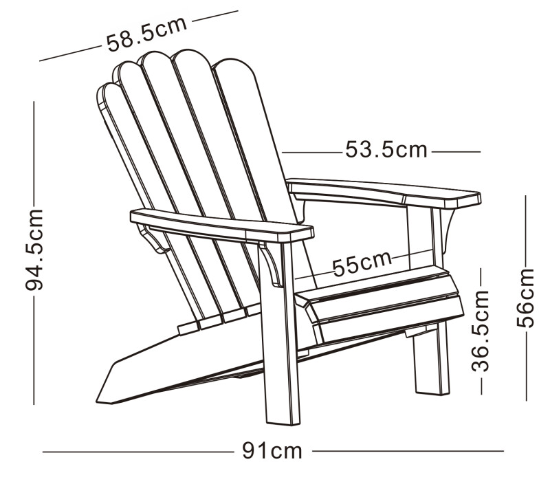 Sodo kėdė Adirondack 91x58x95 cm, ruda