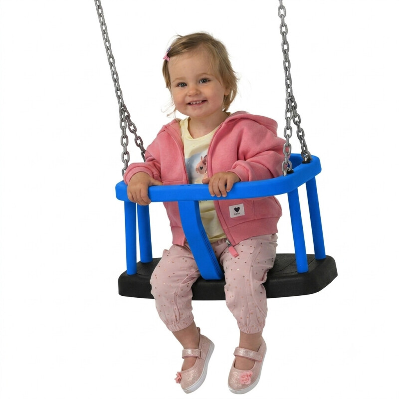 Guminės supynės su apsauga КВТ, 1,8 m grandinės, mėlyna-juodos