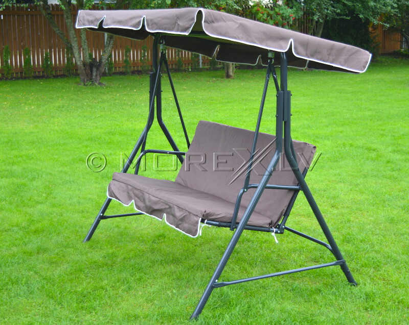 Garden swing 170x110x153 cm, 3-seat, brown