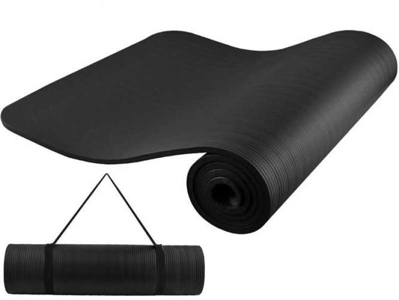 Спортивный коврик для йоги пилатеса аэробики 181х61,5х1 см, чёрный