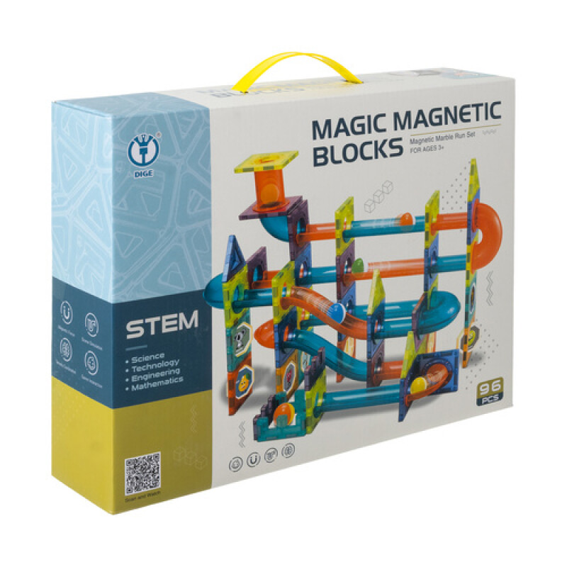 Magnetiniai kaladėlės - kamuoliukų trasa 96 vnt.