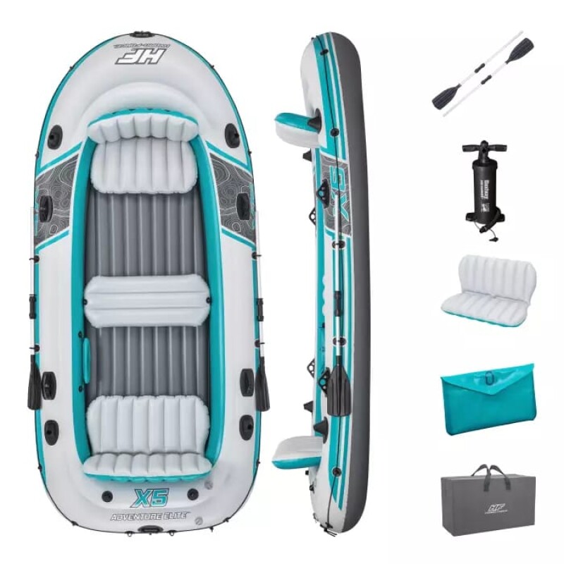 5-vietė pripučiama valtis kietu dugnu Bestway Adventure Elite X5 Raft, 364x166x45 cm, 65159