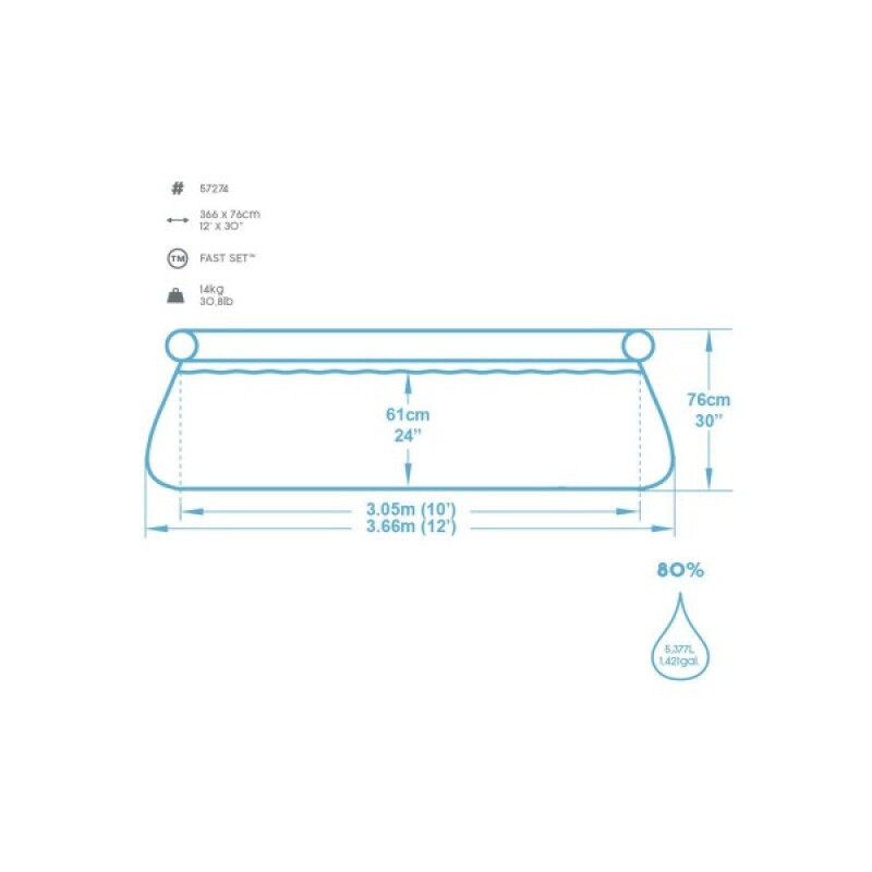 Baseinas Bestway 57274 Fast Set 366x76 cm