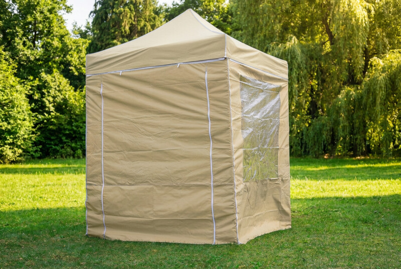 Pop Up sulankstoma palapinė 2x2 m, su sienomis, Smėlio, H serijos, plieninė (palapinė, paviljonas, baldakimas)