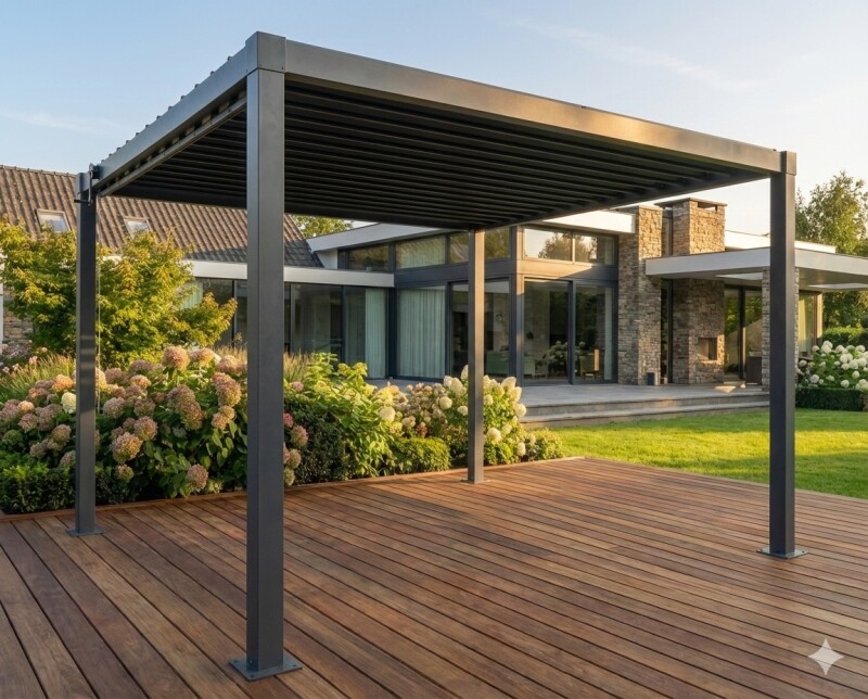 Bioclimatic Steel Roof Pergola 3x4m with Adjustable Louvers