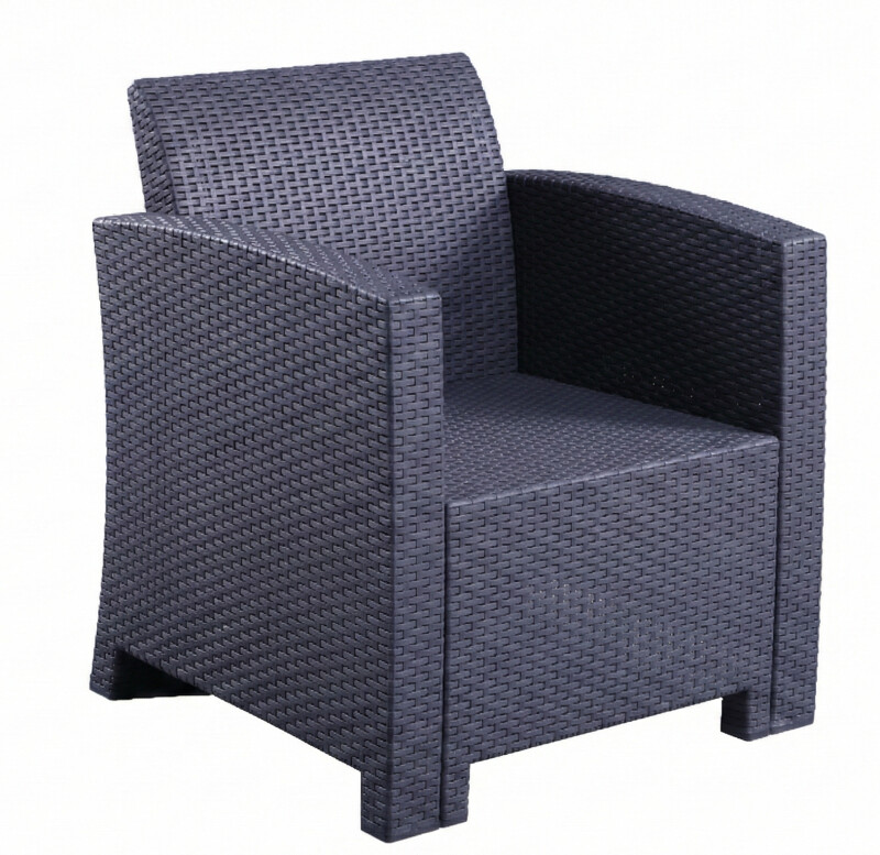 Rattan garden armchair 68 cm, grey
