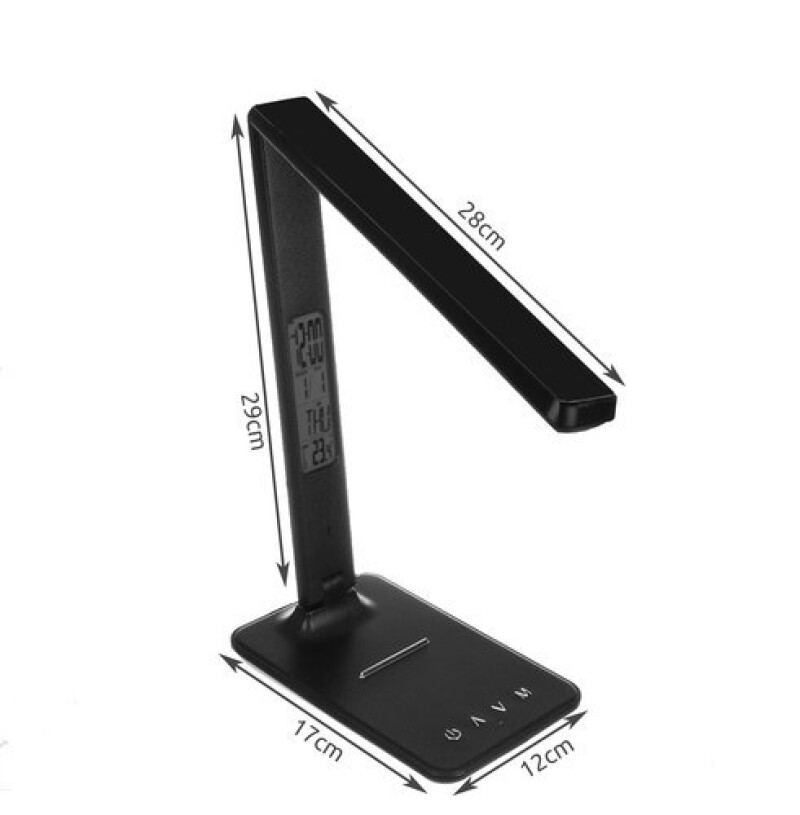 Desk lamp with weather station, black
