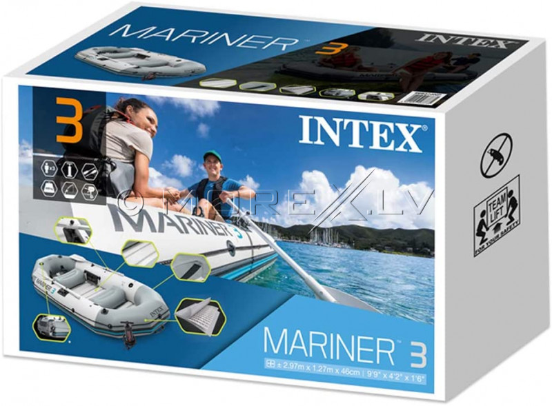 Pripučiami 3-lovų Intex Mariner 3 valtis rinkinys (297x127x46 cm)