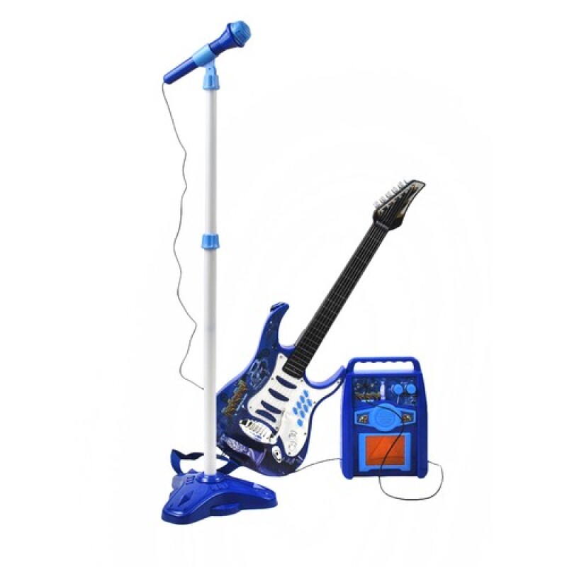 Electric guitar with microphone and loudspeaker