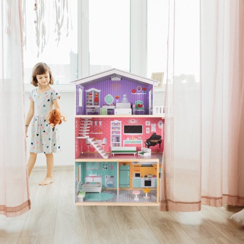 Big wooden dollhouse, 114x81.5x30.5cm
