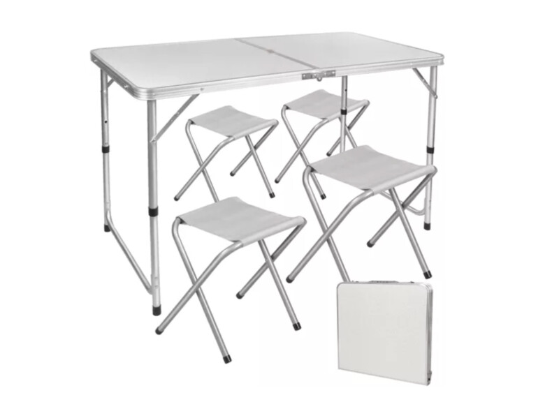Складной стол 183x70см + 4 стульев