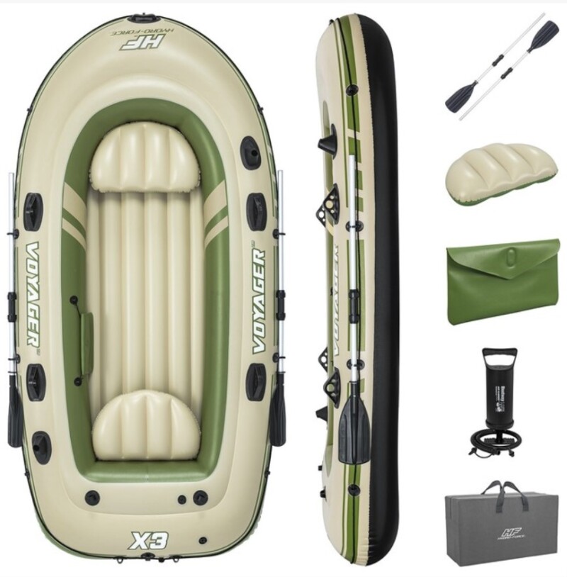 3-vietė pripučiama valtis kietu dugnu Bestway Voyager X3 Raft, 294x137x46 cm, 65164