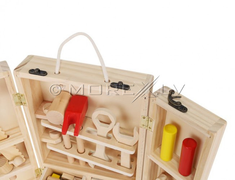 Vaikiškas medinis lagaminas su įrankiais (9367)