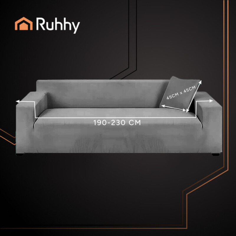 Stretch velour sofa cover 190-230cm, dark gray