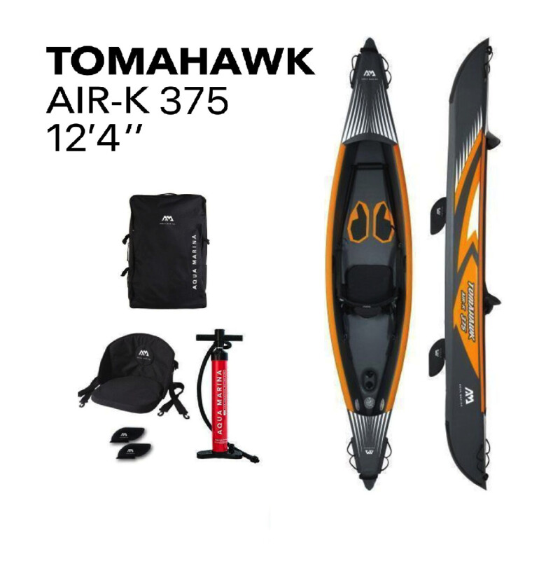 Pripučiamas kajakas su irklu Aqua Marina Tomahawk 375x72 cm AIR-K 375