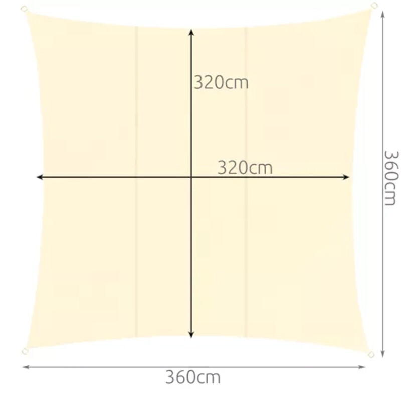Stogelis nuo saulės 3.6x3.6 m, kvadratinis, smėlio