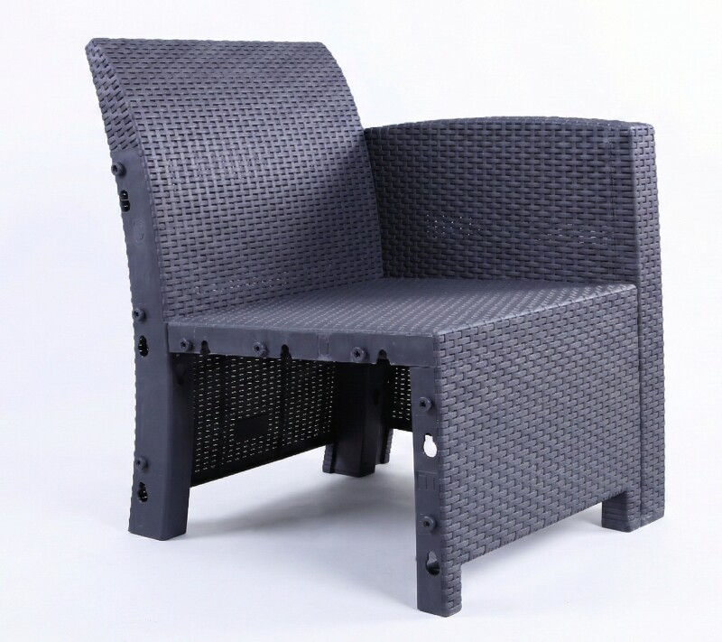 Rattan garden armchair 68 cm, grey