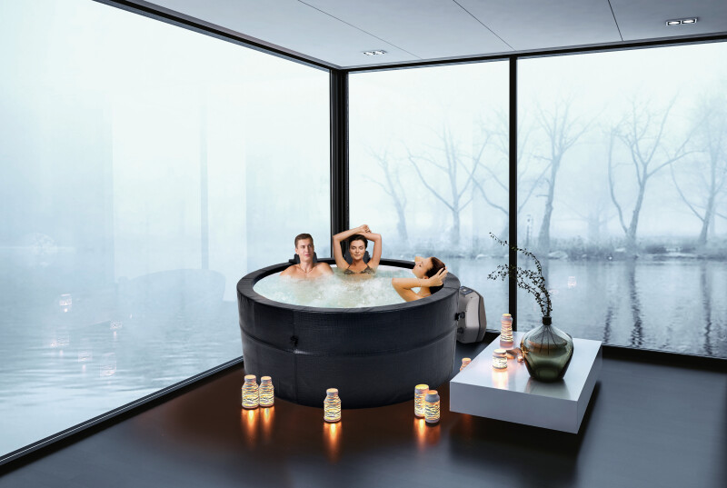 Karkasinis džakuzi Avenli Spa Osaka Black Leather, 4-6 asmenims