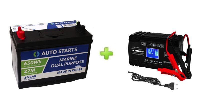 Marine Dual Purpose Battery 95Ah + XTROBB зарядное устройство 8A/4A
