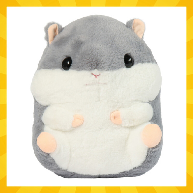 3-in-1 plush pillow, blanket and toy Hamster, grey