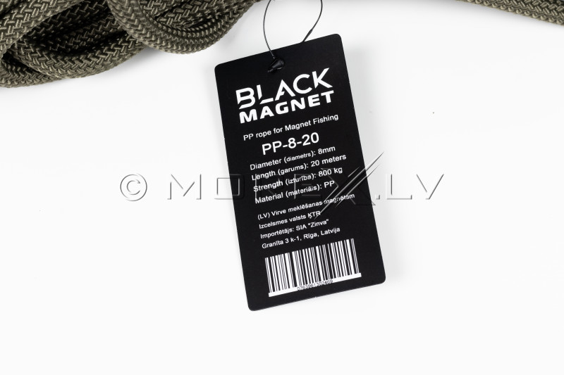 8 mm x 20 m virvė paieškos magnetui Black Magnet