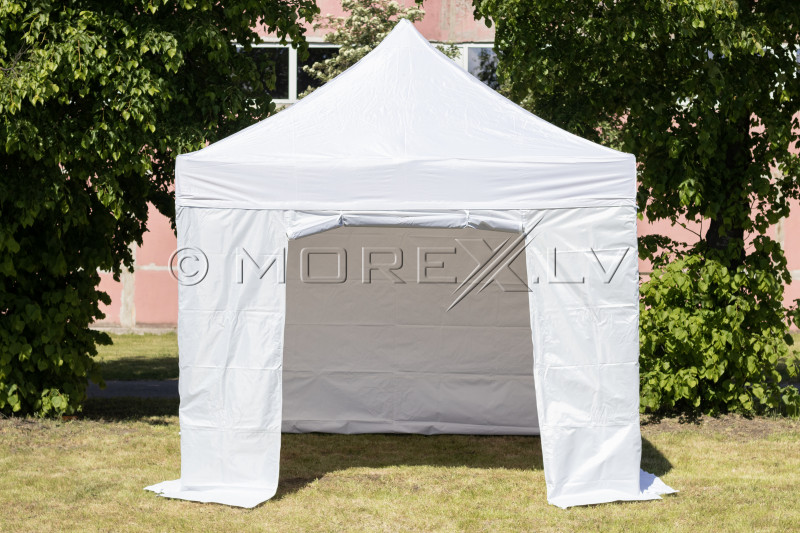 Pop Up sulankstoma palapinė 2.92x2.92 m, su sienomis, balta, H serijos, plieninė (palapinė, paviljonas, tentas)