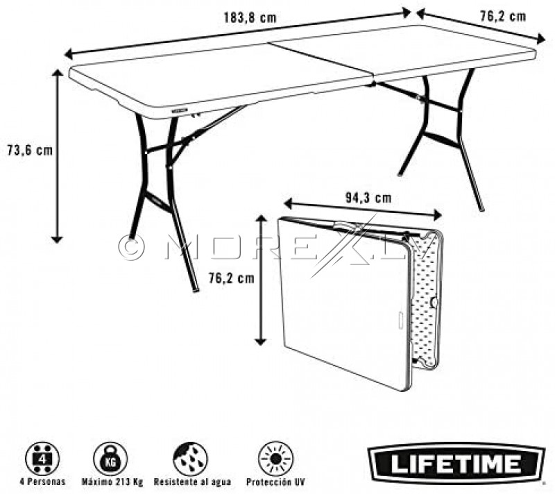 Lifetime 80471 Kokkupandav laud 183x76 cm