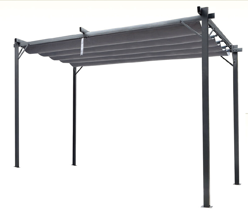 Sodo pergola 3x3m su slankiojančiu tentu