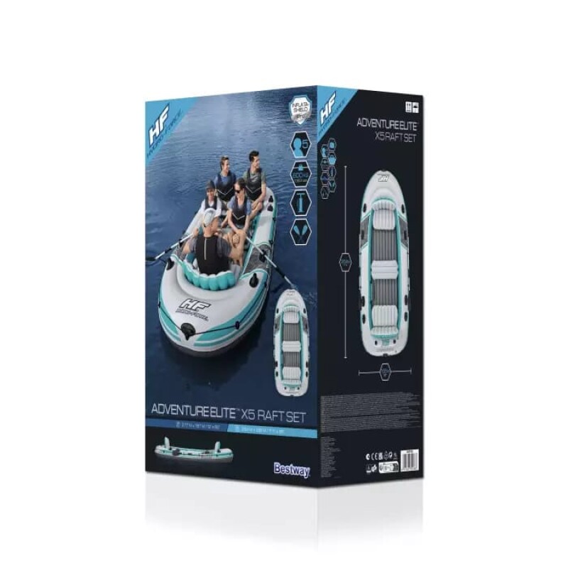 5-vietė pripučiama valtis kietu dugnu Bestway Adventure Elite X5 Raft, 364x166x45 cm, 65159