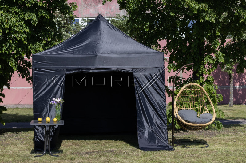 Pop Up Folding tent 2.92x2.92 m, with walls and roof, black, series H black, steel (tent, pavilion, awning)