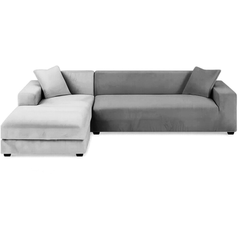 Stretch velour sofa cover 190-230cm, dark gray