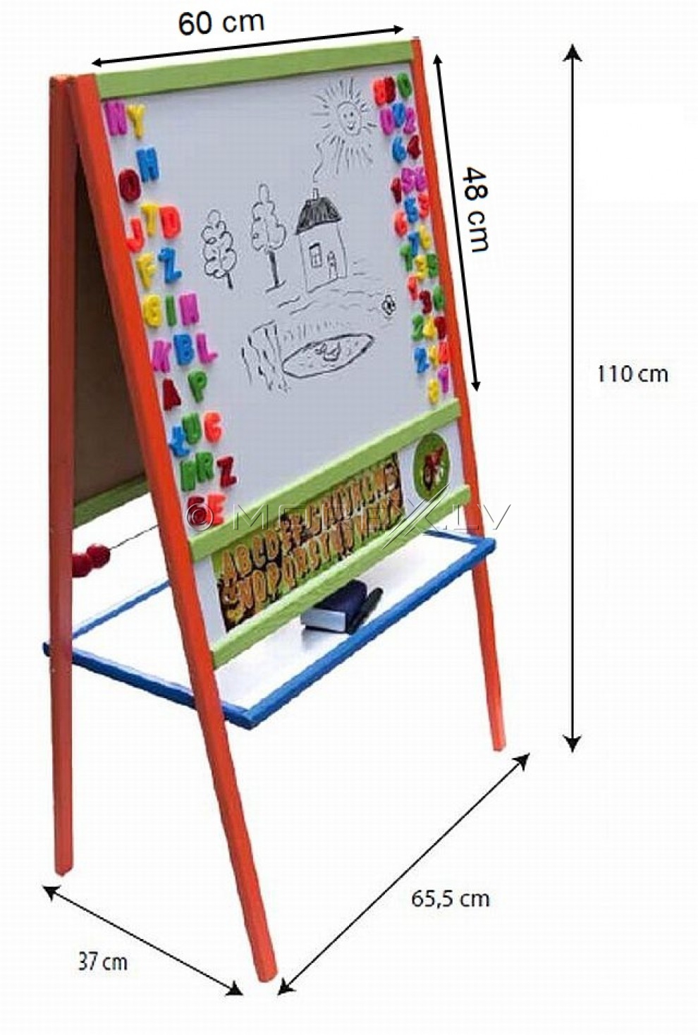 Double-sided wooden board for kids MCBL (37x66x110cm)