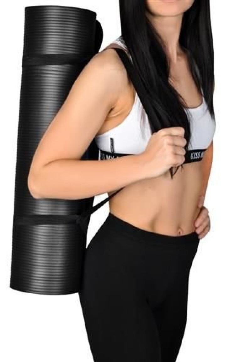 Спортивный коврик для йоги пилатеса аэробики 181х61,5х1 см, чёрный
