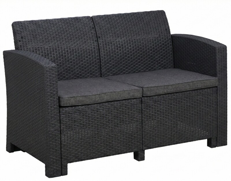 Dvivietė rotango sodo sofa 120 cm, pilka